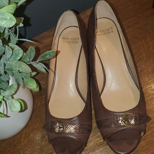 Mootsies Toosies Brown Leather Open-Toe Wedges